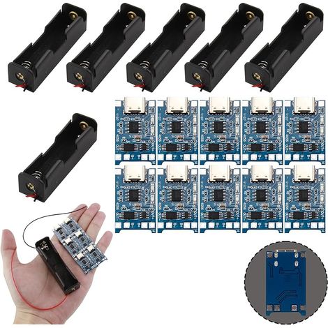 Stück 3,7v 18650 Akkuhalter-aufbewahrungsbox Aus Kunststoff Mit Kabeln + 10 Module Usb Typ-c 5v 1a Ladegeräte, Kunststoffgehäuse Und Integrierter Schutz