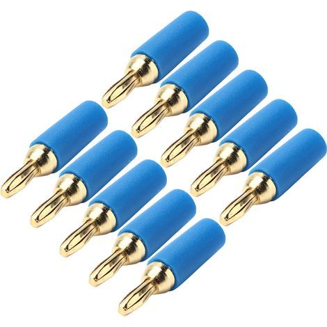 10-teiliges Set Mit 2,5 Mm Vergoldeten Bananensteckern Aus Messing Zum Löten, Blau