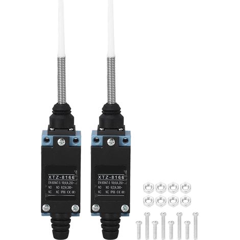 Federbelasteter Momentan-endschalter, 2 Stück, Selbstrückstellend, Schutzart Ip66, Flexibler Spulenstift, Schaltweg 250–380 V