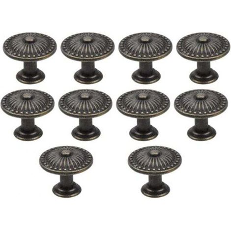 Set Mit 10 Vintage-schubladengriffen Aus Bronze, 25 Mm Möbelknöpfe, Runde Schubladengriffe, Messing-türknöpfe, Möbelgriffe Für Kleiderschrank, Küche, Kinderzimmer