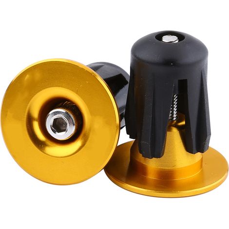 Farbige Aluminium-fahrradlenkergriffe, 2 Stück, Endkappen (gold)