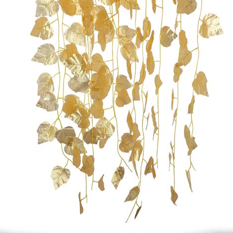 Set Mit 12 Künstlichen Goldenen Lotusblumen, Künstliche Hängegirlanden Für Die Gartendekoration Im Freien, Hochzeitsfeier (210908xu02-2)