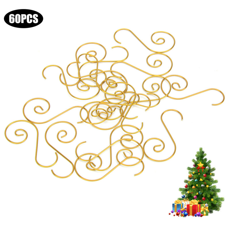 Mehrzweckhaken, S-förmige Christbaumständer-dekorationshaken, 60 Stück (gold)