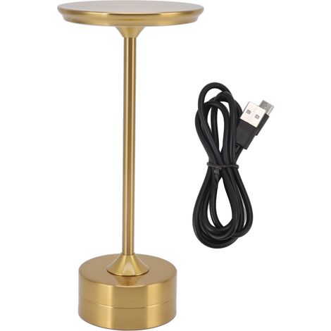 Wiederaufladbare, Kabellose Tischleuchte, 2000 Mah, 3 Helligkeitsstufen, Tragbare Usb-c-led-nachttischlampe Aus Goldfarbenem Metall