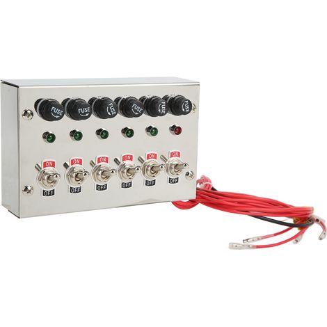 6-fach Wippschalterfeld, Dc12v 24v 15a, Mit Sicherungen, Led-anzeigen, Poliertem Edelstahl, Für Rennwagen, Wohnmobile, Lkws