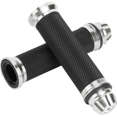 Cnc-gefräste Lenkergriffe Aus Aluminium Und Gummi Für Motorräder, Passend Für 7/8-zoll-lenker, Fahrräder, Silber