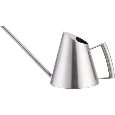 Huhushop 400 Ml Mini-gießkanne Im Modernen Stil, Edelstahl, Langer Ausguss, Gebürstetes Silber, Blumen- Und Pflanzengießkanne, Gartengerät Für Zuhause Und Büro