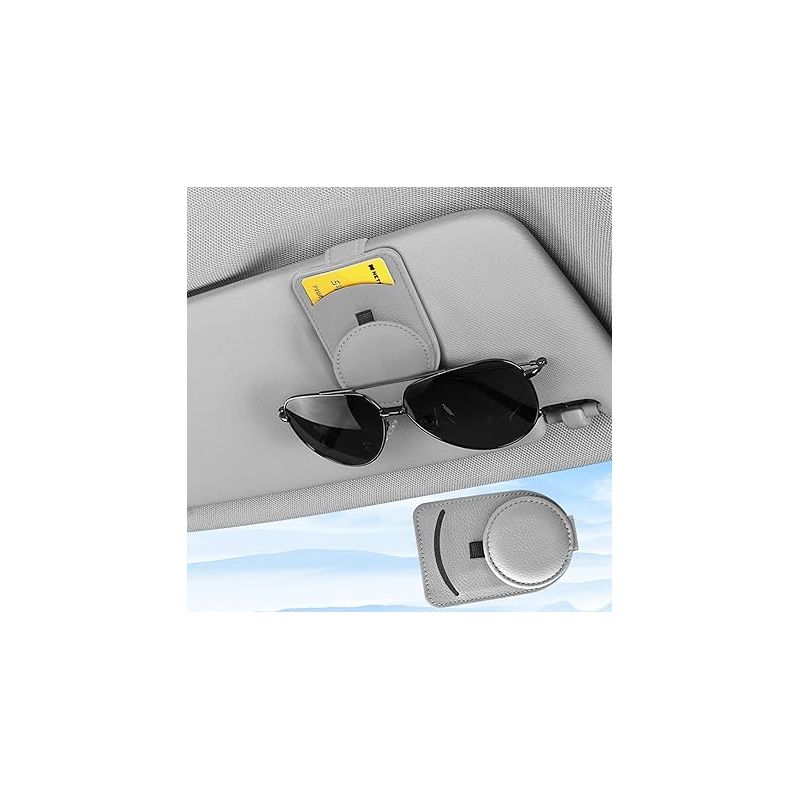 Autobrillenhalter, Magnetischer Autobrillenhalter, Multifunktionaler Auto-organizer Aus Leder, Sonnenbrillenhalterclip, Zubehörclip Für Die Sonnenblende Im Auto (grau)