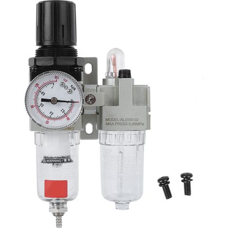 Luft-, Öl- Und Wasserabscheider, Doppelgerät, Gehäuse Aus Aluminiumlegierung, Eisenbecher, Schutzabdeckung, Manometer