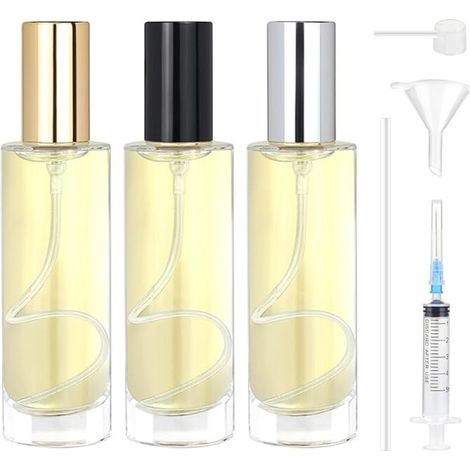 3-teiliges Set Aus Glas-parfümzerstäubern 30 Ml, Nachfüllbaren Leeren Parfümflaschen, Glas-parfümzerstäubern, Leeren Parfümflaschen Für Reisen, Urlaub Und Als Geschenk (mit Goldenem, Silbernem Und Sch