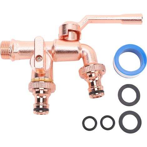 Außenwand-gartenwasserhahn, Messing-kugelhahn, Frostbeständig, 1/2"-zulauf, 3/4"-ablauf, Roségoldene Ausführung, Für Balkon Oder Haus