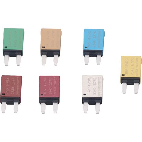 Selbstzurücksetzender Leitungsschutzschalter, 7-teiliges Set, 5 A, 7,5 A, 10 A, 15 A, 20 A, 25 A, 30 A, Atc, Ato, Flachsicherung Für Auto, Boot, Wohnmobil, 14 V Dc