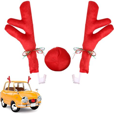 Weihnachts-rentier-autodekoration, Rudolph Das Rentierkostüm Mit Der Roten Nase Für Lkw, Van, Suv, Weihnachts-rentierdekoration Mit Geweih Und Roter Nase