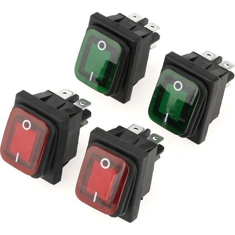 4-poliger 2-positionen-schalter, Staubdichter Bootsschalter, Ölschalter, Wippschalter Rot/grün, Schwarz, Wasserdicht Für Den Außenbereich