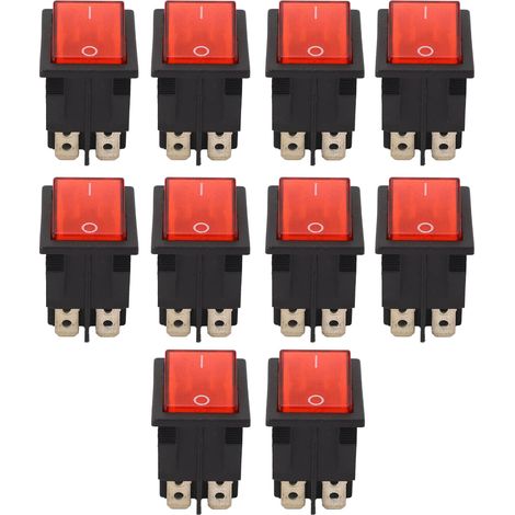 10 Quadratische Wippschalter Mit Led, 2 Positionen, 4 Pins, Ein/aus, Dpst, Für Auto/boot, Ac 250 V 16 A, 125 V 20 A