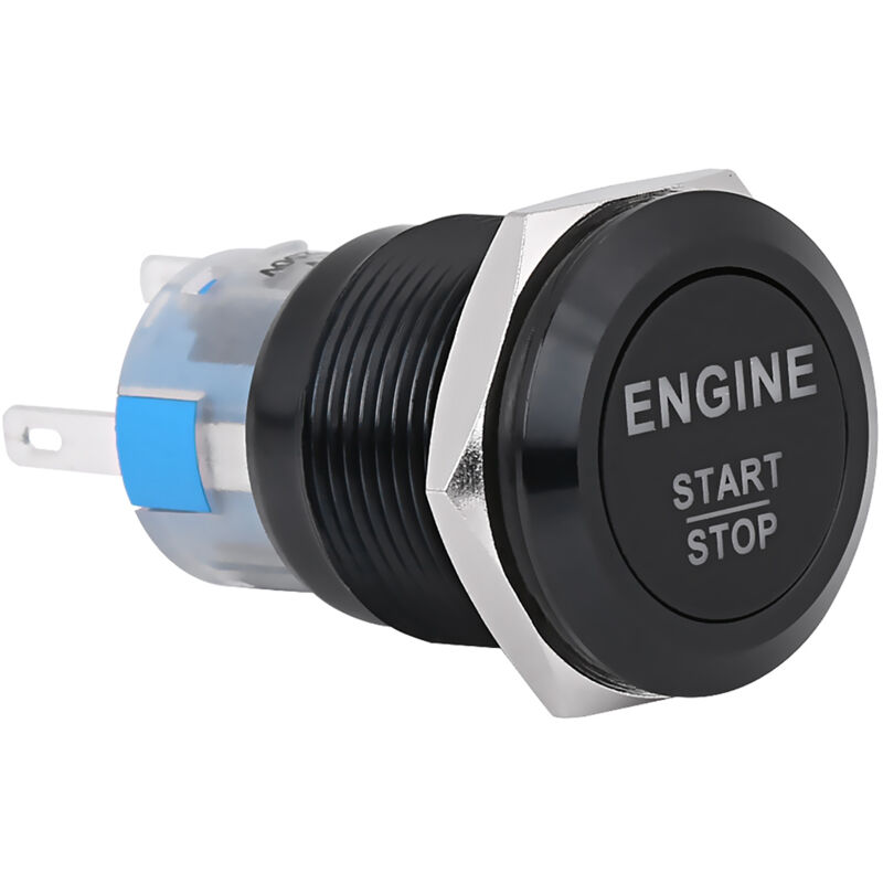 12v Schwarzer Zink-aluminium-legierungs-druckknopfschalter Mit Weißer Led Für Automotoren