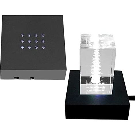 Weißer Led-lichtständer Mit 12 Rechteckigen Kristall-leds Für Kristalle, Glaskunst, Farbdarstellung Für Kristallpreise, Trophäen, Statuen Und Figuren