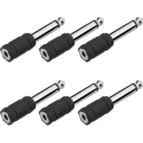 6-teiliger 6,35-mm-mono-auf-3,5-mm-adapter, 6,35-mm-ts-stecker Auf 3,5-mm-buchse-konverter Für Kopfhörer Und Mikrofone