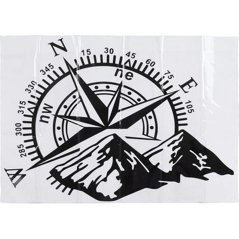 Autoaufkleber Mit Kompassmotiv, 48 X 34 Cm, Bergmotiv, Universelle Dekoration Für Heckscheibe, Motorhaube Und Türverkleidung