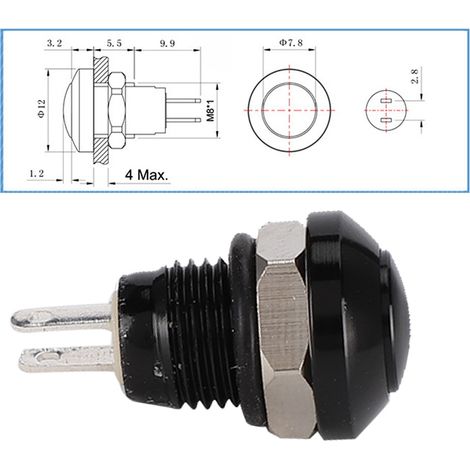 Momentaner Drucktaster, Wasserdicht, 1a 24v Mini-schalter, Passend Für 8mm Montagelöcher (schwarz)
