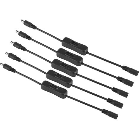 Stück Led-streifenlicht-kabelschalter Mit Weiblichem Und Männlichem 12v-gleichstromanschlussstecker, Schwarz