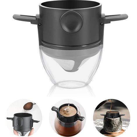 Wiederverwendbarer, Dauerhafter Kaffeefilterhalter Mit Doppeltem Edelstahlfilter Für 1-2 Tassen