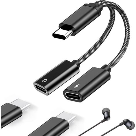 Adapter Mit Zwei Usb-c-anschlüssen Für Kopfhörer Und Ladegerät, 2-in-1-audio-ladegerät Mit Usb-c-anschluss, Kompatibel Mit Samsung Galaxy S23/s22/s21/ultra Note20/pixel/huawei