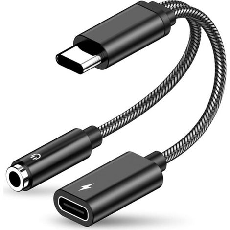 Usb-c-auf-3,5-mm-klinken-kopfhöreradapter, 2-in-1-usb-c-audio-ladekabel, Geflochtenes Usb-c-kopfhörerkabel Für Samsung Galaxy S23/s22/s21 Und Huawei P40