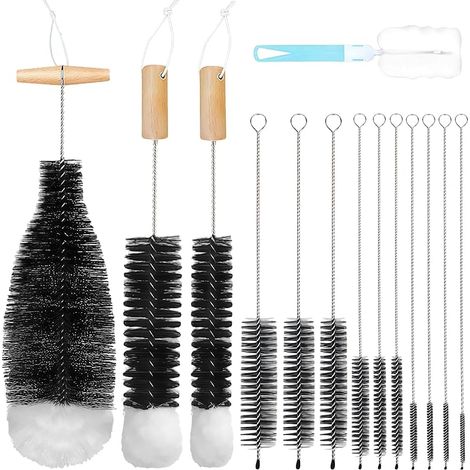 14-teiliges Flaschenbürsten-set, Reinigungsbürsten-set Für Tuben, Glasflaschen, Babyflaschen, Wasserkocher Und Tastaturen, Nylon-reinigungsbürste Für Flaschen
