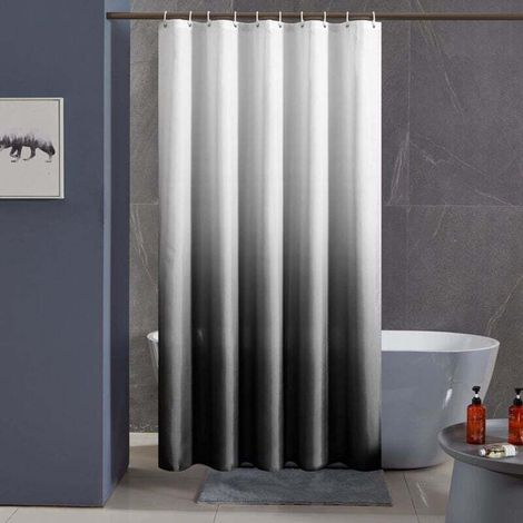 Schimmelresistenter Duschvorhang, Schwarzer Farbverlauf, Waschbar, 120 X 200 Cm Lang, Wasserdichter Polyester-badevorhang Mit 8 Originalen Duschvorhanghaken