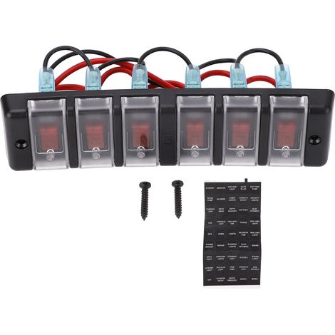 6-fach Schalterfeld, Vorverdrahteter Kippschalter Mit Überlastschutz, Rote Led, Ein-/ausschalter, Dc12v 16a