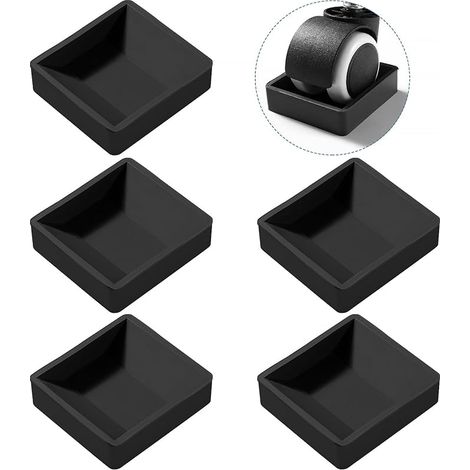 Set Mit 5 Rutschfesten Gummipads – 5,9 X 6,4 Cm – Für Boden- Und Möbelrollen – Schwarz