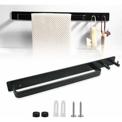 Handtuchhalter Fürs Badezimmer, Rostfreie Handtuchstange, Handtuchhalter Aus Aluminium, Wandhandtuchhalter Mit Haken, 40 Cm Länge Fürs Badezimmer