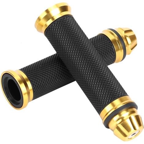 Motorrad-cnc-gefräste Aluminium-gummigriffe Für 7/8"-fahrradlenker, Gold
