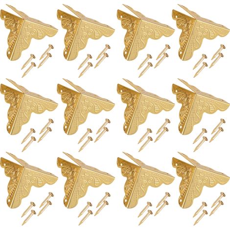 12-teilige Schmuckgeschenkbox Aus Holz, Dekorative Eckenschützer, Kantenschutz Aus Eisen, Goldschutz