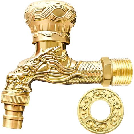 Nostalgischer Gartenhahn, Vintage-wasserhahn, Antiker Messinghahn, Gartenwasserhahn, Für Zuhause, Küche, Bad, Garten, Gold