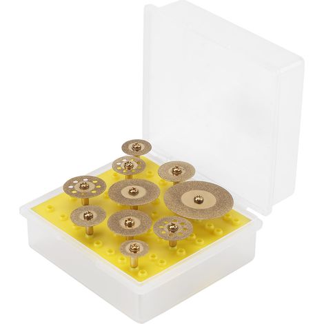 Inklusive Kunststoffkoffer, 10 Diamanttrennscheiben Mit 16 Mm Bis 20 Mm Durchmesser, Schlagscheibe Mit Guter Verschleißfestigkeit, Für Rotationswerkzeuge