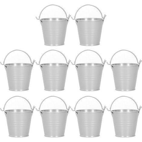 10er-set Mini-blumentöpfe, Sukkulententöpfe, Kleine Metalleimer Für Drinnen Und Draußen, Silberfarben, 4 X 5,5 X 6 Cm