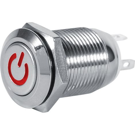 12-mm-kfz-ein-/ausschalter, Metall, Momentanschalter, Rote Led, 2 V