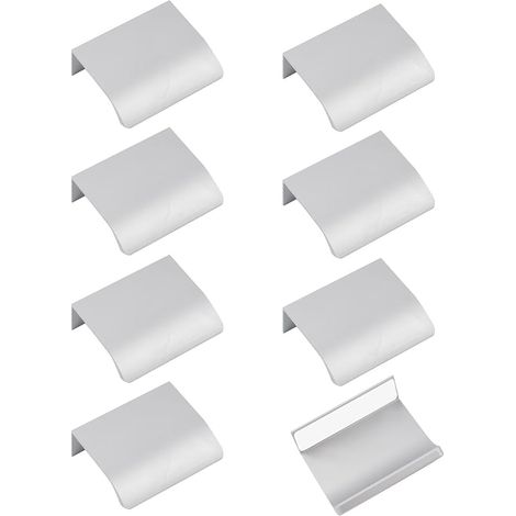 Set Mit 8 Fingerkantengriffen, Moderne, Selbstklebende Schubladengriffe Aus Aluminiumlegierung Für Schränke, Unsichtbar, Für Küche, Schlafzimmer, Wohnzimmer, 50 Mm/silber