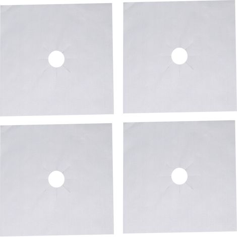 Brennerabdeckung Für Gasherde, Antihaftbeschichtete Ptfe-oberfläche, Schutzmatte Für Gasherde, Silberfarben, 27 X 27 Cm, 0,1 Mm, 4 Stück