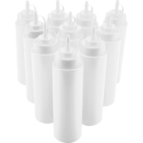 Dosierspender Aus Kunststoff, 720 Ml, 10 Stück/set, Für Soße, Öl, Sahne, Essig (weiß)