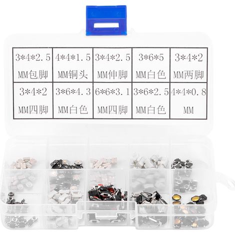 Sortiment Mit 250 Taktilen Drucktaster-mikroschaltern Für Autofernbedienungen Inklusive Box