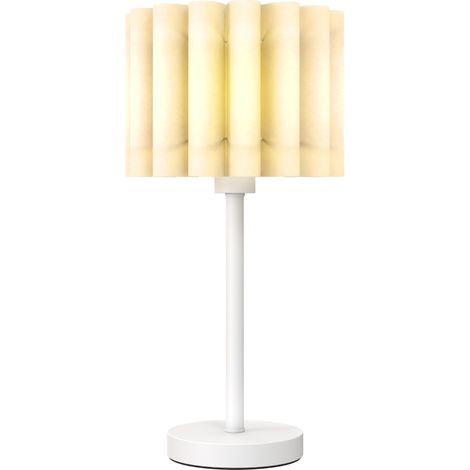 Amxcnoy Tischleuchte, Nachttischlampe Mit Gewelltem Schirm, E27-fassung, Druckknopfschalter, Tischleuchte Für Wohnzimmer Und Spielzimmer, Weiß, Leuchtmittel Nicht Enthalten