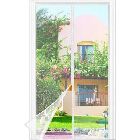 Moskitonetz Für Tür Oder Fenster, 85 X 220 Cm – Feines Weißes Netzgewebe, Fliegen- Und Insektenschutzgitter, Automatischer Verschluss, Verstärkter 3,8 Cm Klettverschlussstreifen An Der Oberseite Der M