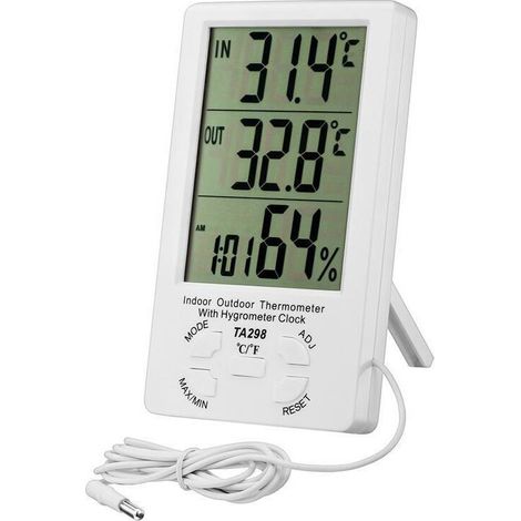 Digitales Innen-/außenthermometer, Lcd-hygrometer Mit Uhr, Min/max-anzeige, °c/°f-umschaltung