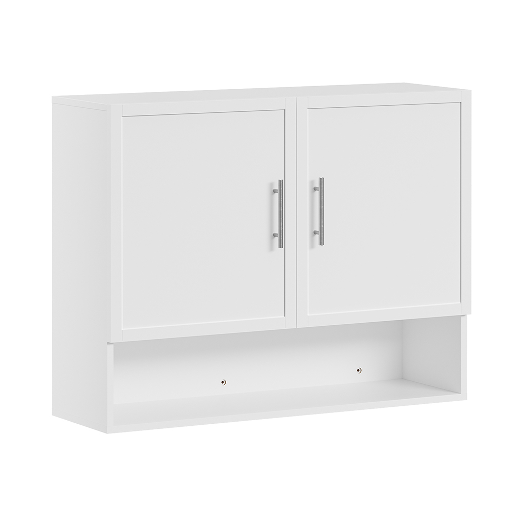 Sobuy Wandschrank Hängend Mit 2 Türen Hängeschrank Mit Offenem Fach Badschrank & Küchenschrank 90×70×28.5 Cm Tragkraft 20 Kg Bzr233-w