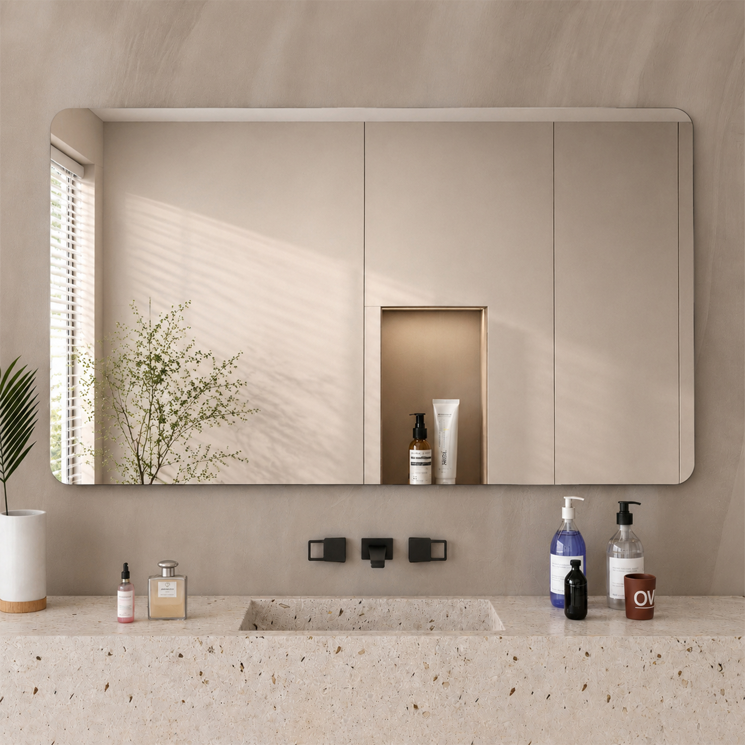 Sonni Wand-badspiegel Mit Rahmenlosem Design, 5 Mm Silberner Schminkspiegel Für Badezimmer, Maße 600 × 1000 Mm
