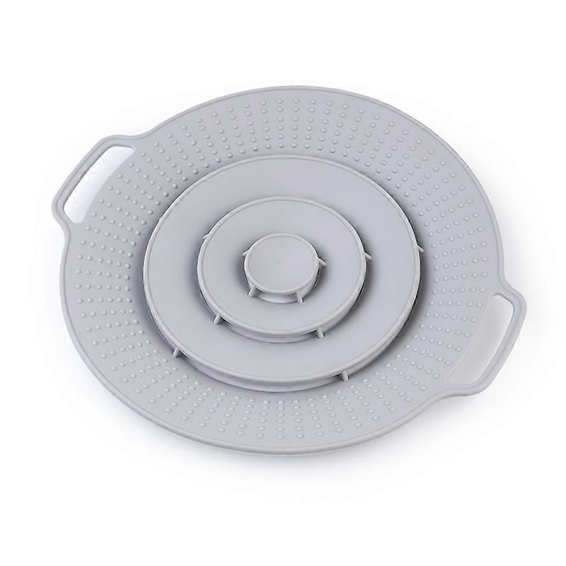 Silikondeckel (33,5 Cm) Für Töpfe, Tassen Und Pfannen – Spritzwassergeschützt, Grau