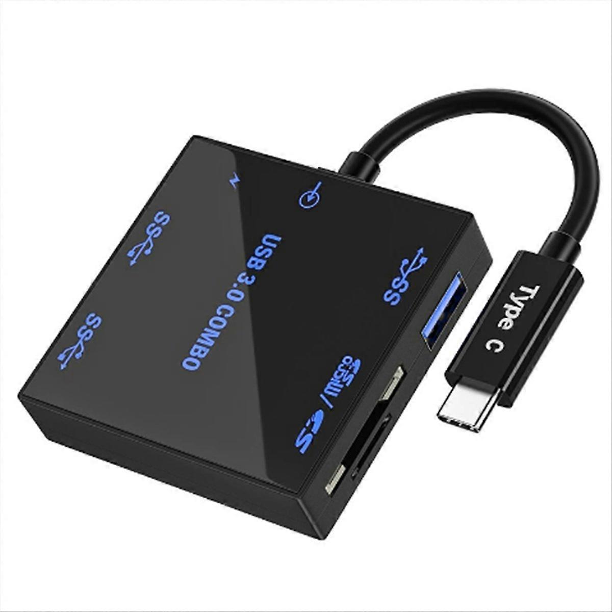 5-in-1 Usb 3.0 Erweiterungsstation, Tragbarer Usb 3.0 Hub Mit Kontrollleuchte, Externe Sd/tf-erweiterungsstation Mit Mehreren Ports